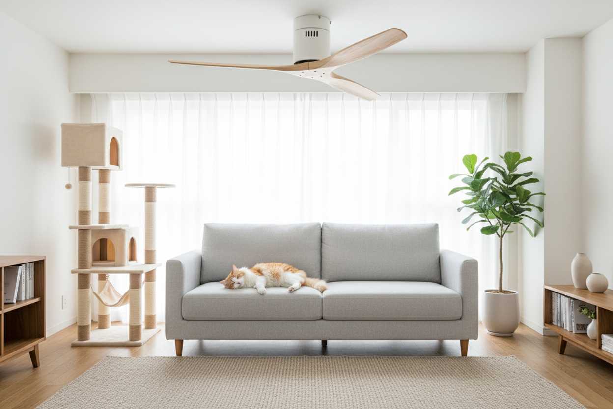 毛小孩居家舒適新提案|更節能、安全的寵物居家環境 1 貓貓與吊扇